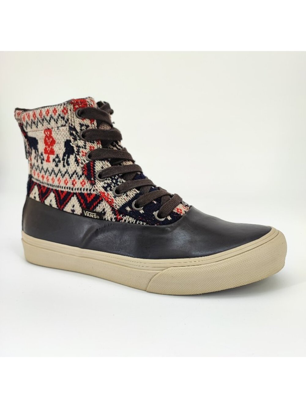 Vans Nordic Fair Isle High Top Women's Size 6.5 US Brown Knit Boots 721454